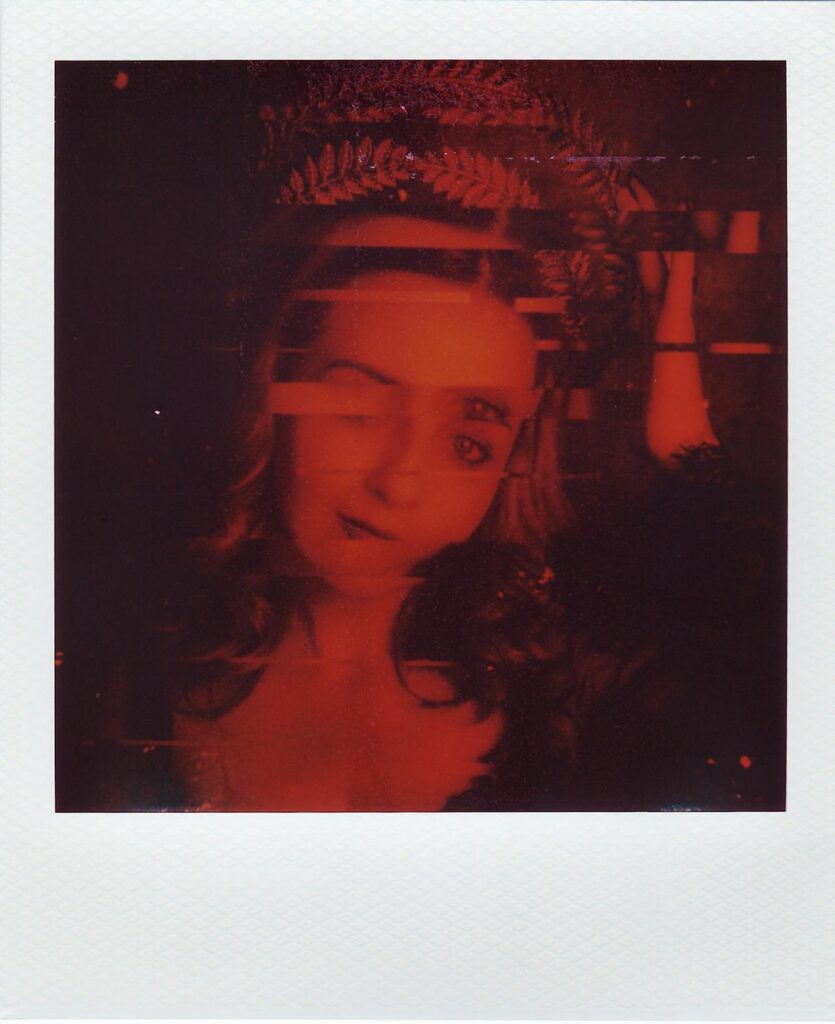 Abstract Red Portrait of a woman with Glitch Effect